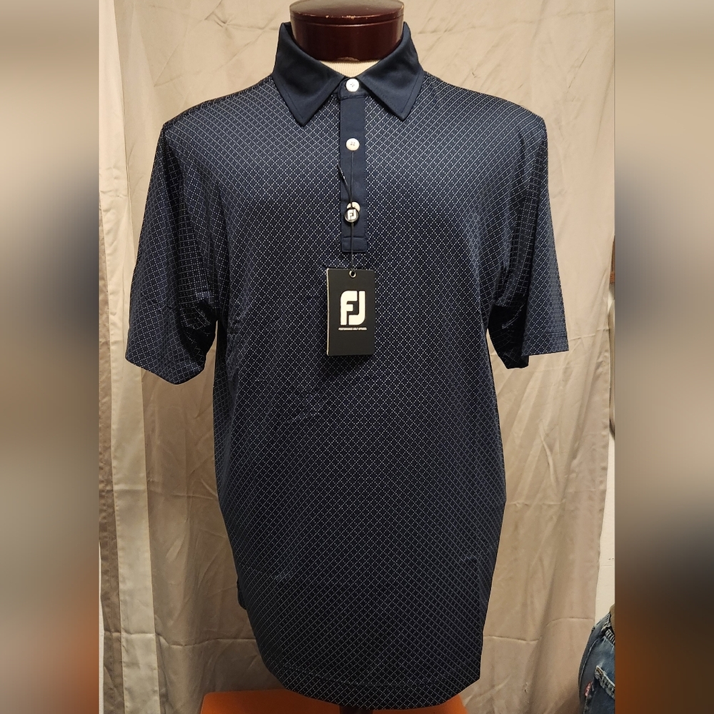 Men's Navy Blue Diamond Dot Polo